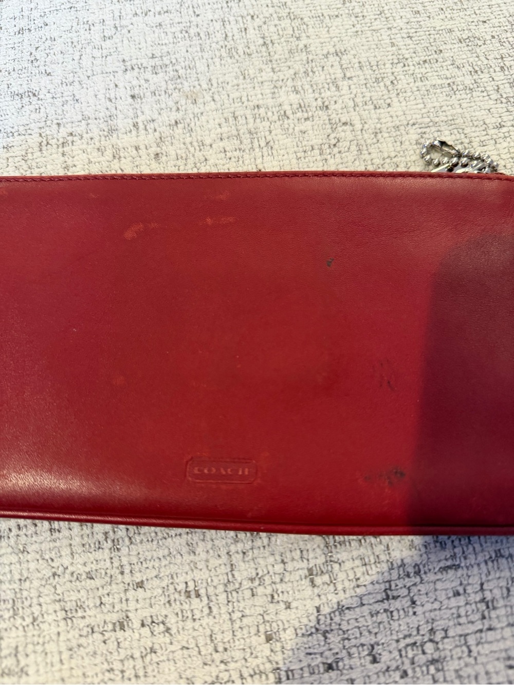 Coach Vintage Red Smooth Leather Zip Pouch with Metal tag 8x4.5 Bullseye creed - Picture 9 of 9